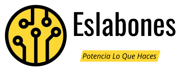 Logo de Eslabones: Circuito amarillo con slogan Potencia Lo Que Haces